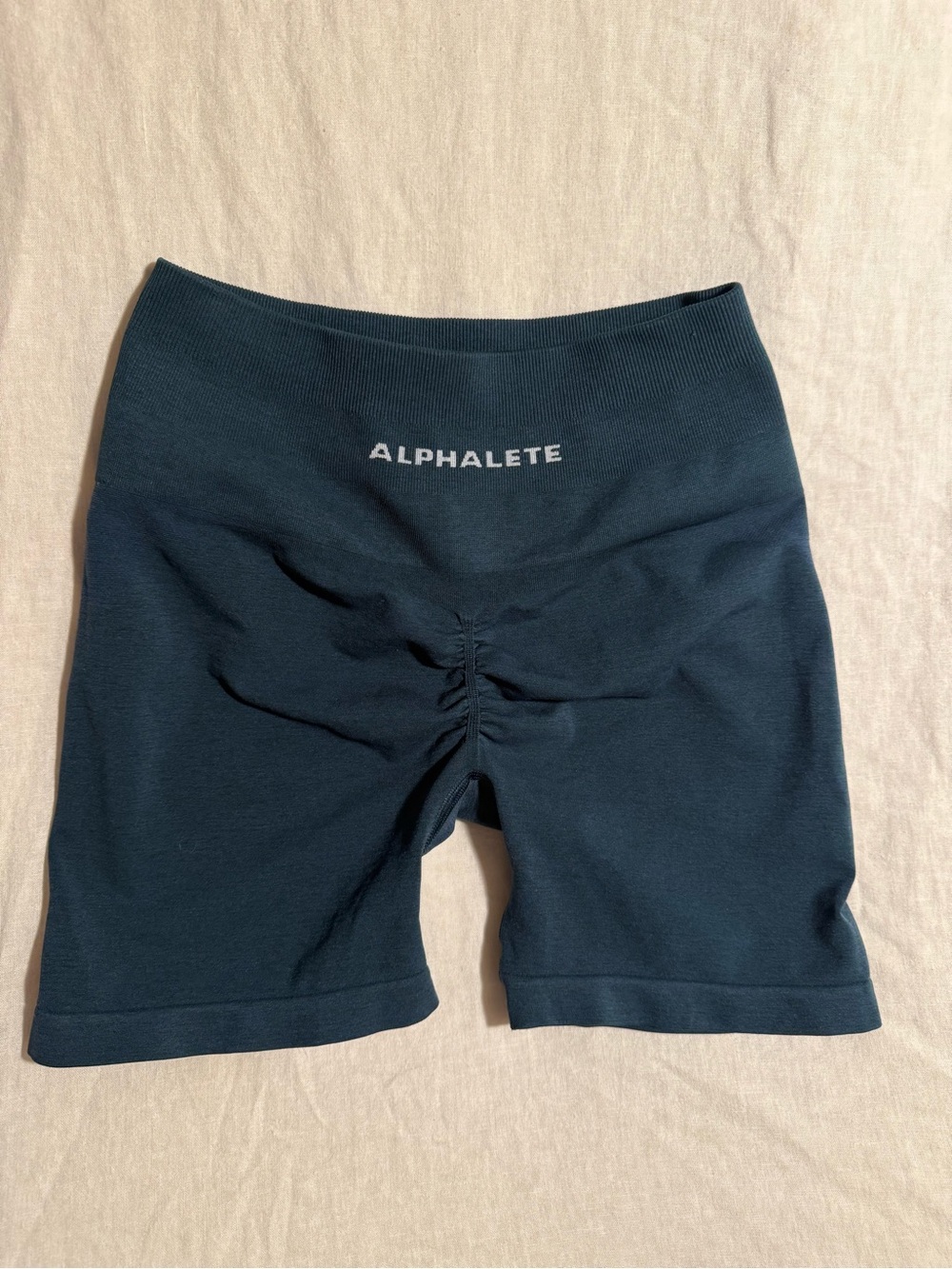 Alphalete Dark Blue High-Rise Bike Shorts with Butt Scrunch